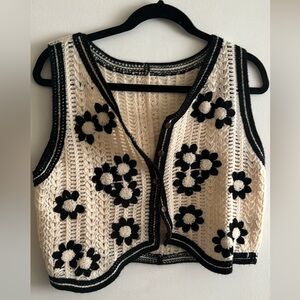 flower crotchet vest button up WOMENS